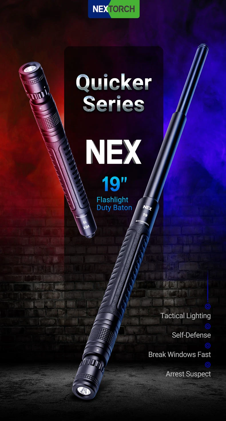 19 Inch Nex Self Defense Baton LED Baton Retractable Baton Art Martial