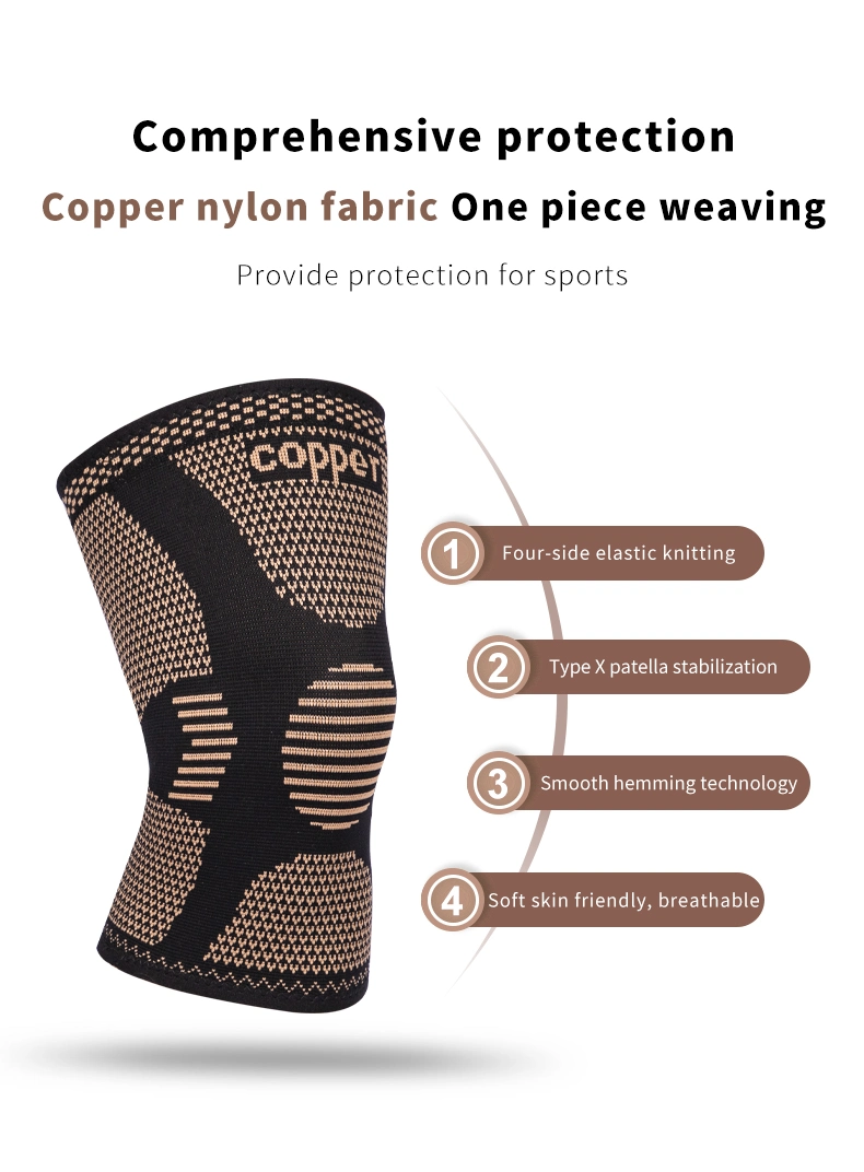 Amazon Hot Sales Compression Sportster Basketball Support Knee Pad Brace Sleeve Copper Knee Brace for Sports Workout